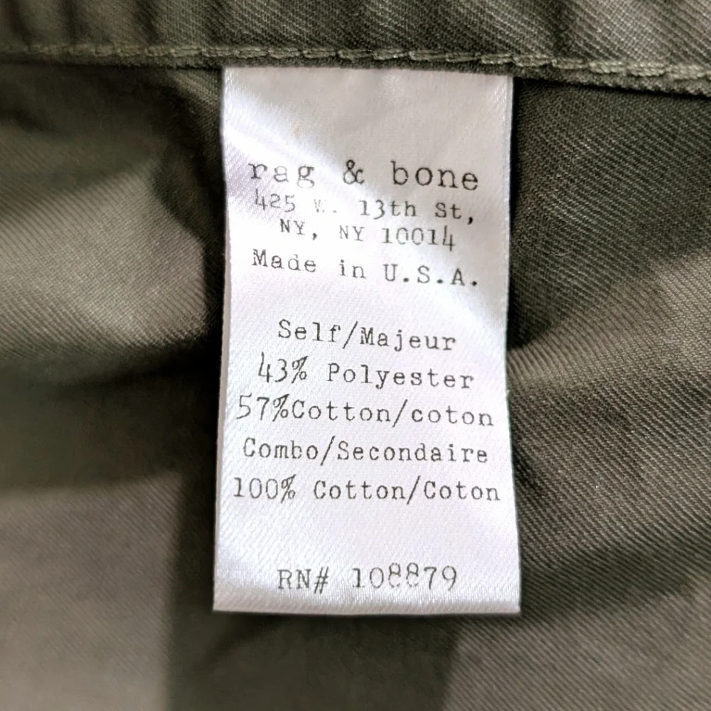 Rag & Bone Military Field Jacket Olive Green XXL Made in USA - Picture 8 of 9